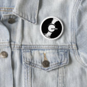 Badge Rond 5 Cm Écoutent le bouton de vinyle (En situation)