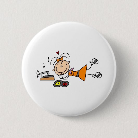 Badge Rond 5 Cm Écouter le bouton de tourne-disque (Devant)