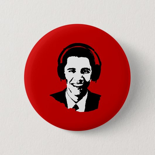 Badge Rond 5 Cm Écouteurs de Barack Obama (Devant)