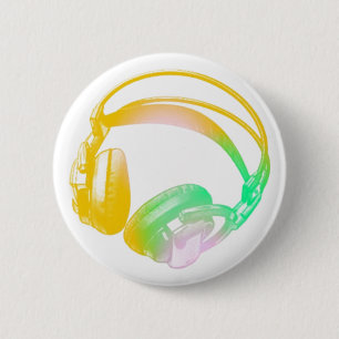 Badge Rond 5 Cm écouteurs vintages