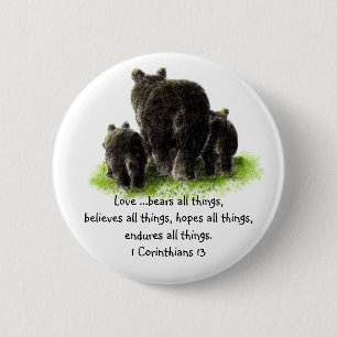 Badge Rond 5 Cm Écriture 1 Corinthiens 13:4 L'amour est