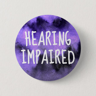 Badge Rond 5 Cm Écriture aquarelle violette Malentendant