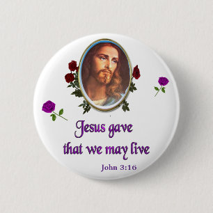 Badge Rond 5 Cm Écriture Jean 3:16