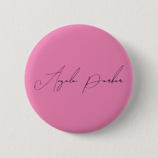 Badge Rond 5 Cm Écriture manuscrite Nom professionnel simple rose