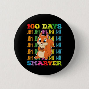 Badge Rond 5 Cm Écureuil 100 jours plus intelligent 100e jour d'éc