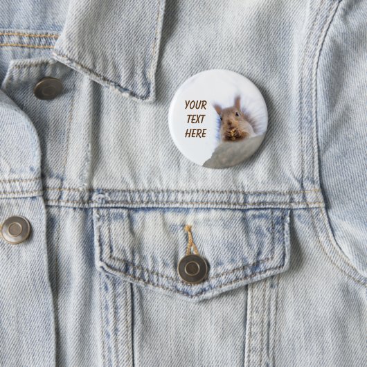 Badge Rond 5 Cm Écureuil à la noix (En situation)