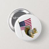 Badge Rond 5 Cm Écureuil avec bouton Drapeau (Devant & derrière)