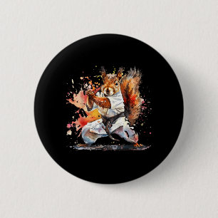 Badge Rond 5 Cm Écureuil de Judo Aquarelle Amateur d'Écureuil de M