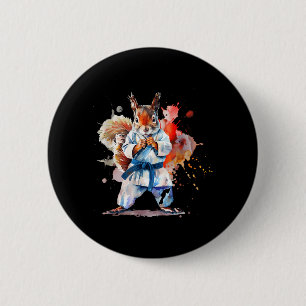 Badge Rond 5 Cm Écureuil de judo aquarelle karaté MMA amoureux des