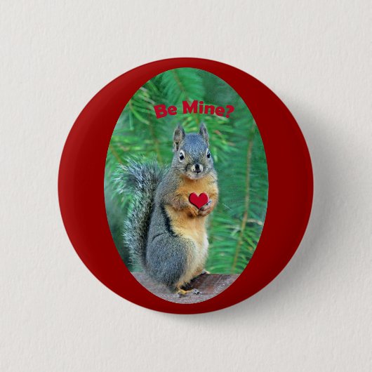 Badge Rond 5 Cm Écureuil de Saint-Valentin (Devant)