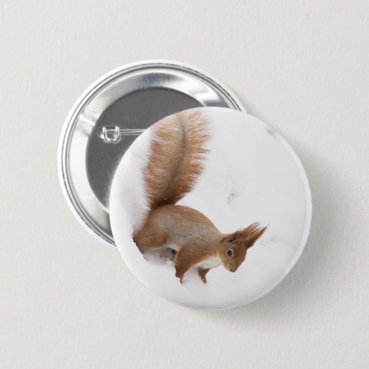 Badge Rond 5 Cm Écureuil d'hiver (Devant & derrière)