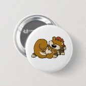 Badge Rond 5 Cm Écureuil exalté ! (Devant & derrière)