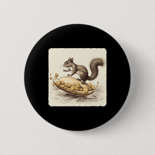 Badge Rond 5 Cm Écureuil faisant du ski nautique sur une paire de