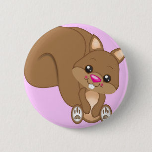 Badge Rond 5 Cm Écureuil mignon de bande dessinée