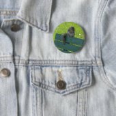 Badge Rond 5 Cm Écureuil sur le banc (En situation)