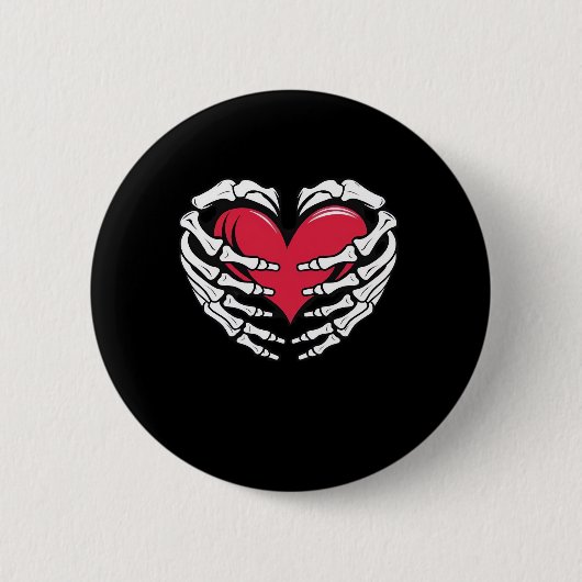 Badge Rond 5 Cm Ed Heart Dans Les Mains Squelettiques Classique (Devant)