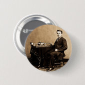 Badge Rond 5 Cm Edison et son phonographe 1887 (Devant & derrière)