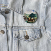 Badge Rond 5 Cm Edouard Manet - Les courses à Longchamp (En situation)