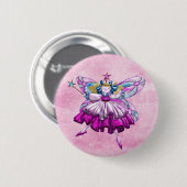 Badge Rond 5 Cm Effet de bijou imprimé par fée rose mignonne de (Devant & derrière)