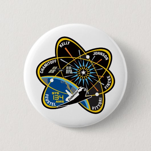 Badge Rond 5 Cm Effort de STS 134 (Devant)