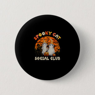 Badge Rond 5 Cm Éffrayant Cat Social Club Boo Ghost Sorcière Chats