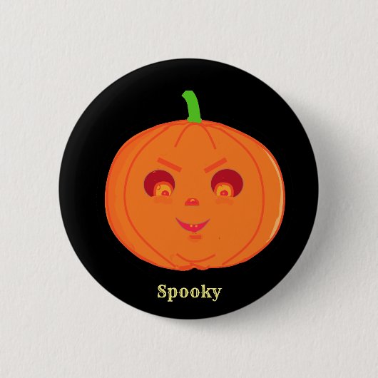 Badge Rond 5 Cm Éffrayant Citrouille Halloween (Devant)