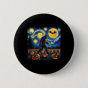 Badge Rond 5 Cm Éffrayant Halloween Bigfoot Starry Nuit Van Gogh