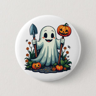 Badge Rond 5 Cm Éffrayant Halloween Jardin d'automne Citrouille fa