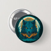 Badge Rond 5 Cm Effrayant loup-garou (Devant & derrière)