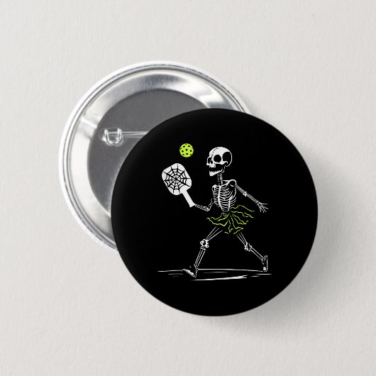 Badge Rond 5 Cm Éffrayant Pickleball Halloween Skeleton Femelle Ta (Devant & derrière)