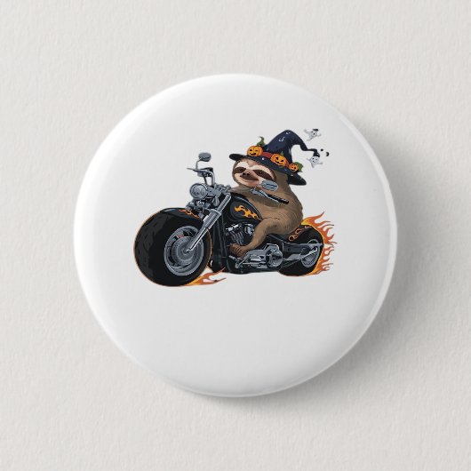Badge Rond 5 Cm Éffrayant Sloth Motorcycle Ride Halloween Biker Fu (Devant)
