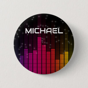 Badge Rond 5 Cm Égaliseur Lumières de Disco Musique Volume Personn
