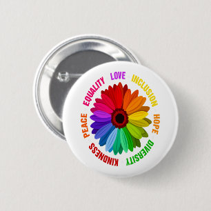 Badge Rond 5 Cm Égalité Amour Inclusion Espoir Diversité Bienveill