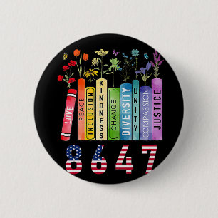 Badge Rond 5 Cm Egalité des droits Livre Flower Anti Trump Feminis
