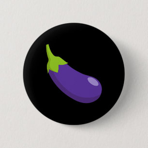 Badge Rond 5 Cm Eggplant Et Pêche Correspondant Couple Icône Émoti