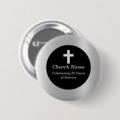 Badge Rond 5 Cm Eglise 25e anniversaire Black and Silver Keepsaké (Devant & derrière)