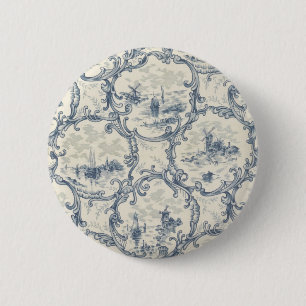 Badge Rond 5 Cm Église et navires, Windmill & Boats, Delft inspiré