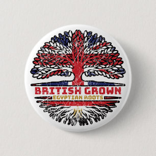 Badge Rond 5 Cm Egypt Egyptian Uk United Kingdom British Tree