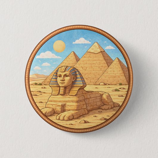Badge Rond 5 Cm Egypt's Sphinx (Devant)