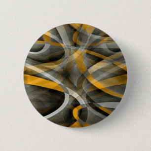 Badge Rond 5 Cm Eighties Retro Mustard Yellow and Grey Abstract Cu