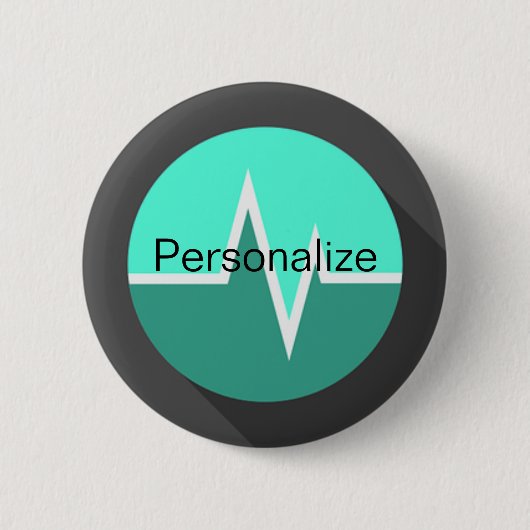 Badge Rond 5 Cm EKG vert turquoise infirmière Dr. médical (Devant)