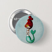 Badge Rond 5 Cm El Dia de Muertos Mermaid (Devant & derrière)