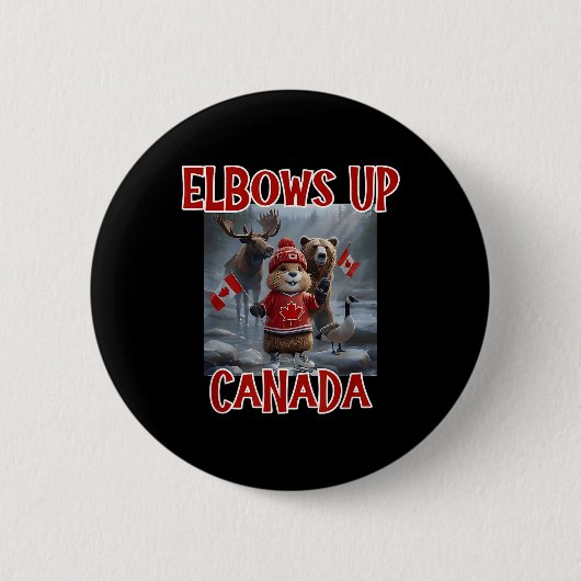 Badge Rond 5 Cm Elbows Up Canada Est 1867 Fier Ca Fort Canadien (Devant)
