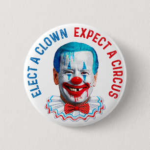 Badge Rond 5 Cm Elect a clown drôle anti joe Biden visage clown 