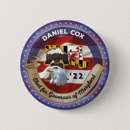 Badge Rond 5 Cm Elect Daniel Cox pour gouverneur du Maryland (Devant)