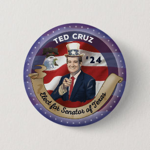 Badge Rond 5 Cm Elect Ted Cruz pour Sénateur du Texas