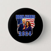 Badge Rond 5 Cm Élection 2024 du drapeau américain Biden Harris (Devant)