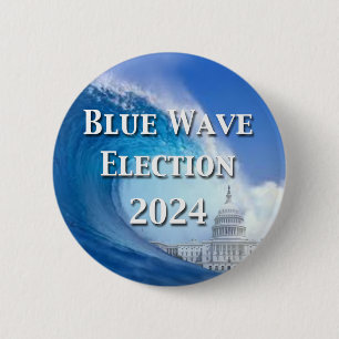Badge Rond 5 Cm Élection Blue Wave 2024