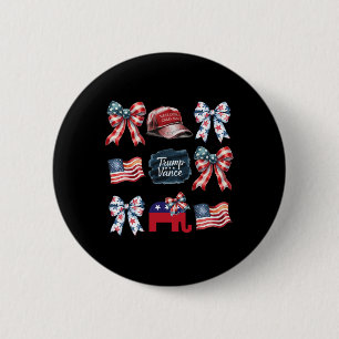 Badge Rond 5 Cm Élection Présidentielle Trump Vance Bow Coquette V