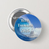 Badge Rond 5 Cm Élection Raz-de-Marée Bleu 2026 (Devant & derrière)